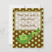 Pea Pod on Polka Dots Neutral Baby shower Invite Kaart (Voorkant)