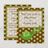 Pea Pod on Polka Dots Neutral Baby shower Invite Kaart (Voorkant / Achterkant)