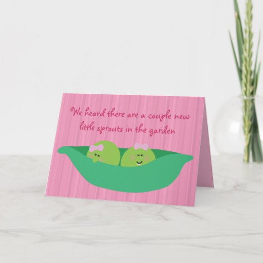 Pea Pod Pals Nieuwe Baby Meisjes Gefeliciteerd Kaa Kaart (Voorkant)