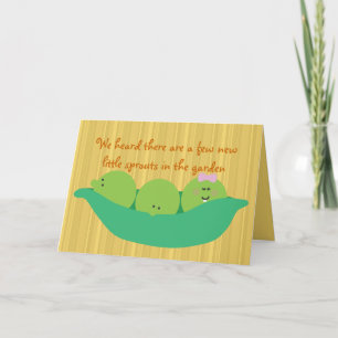Pea Pod Pals Triplet Baby's Gefeliciteerd Kaart