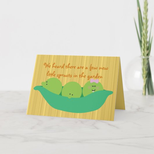 Pea Pod Pals Triplet Baby's Gefeliciteerd Kaart (Voorkant)