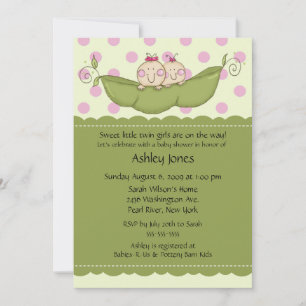 Pea Pod Twin Girls Baby Shower Invitations Kaart