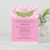Pea Pod Twin Girls Baby Shower Invitations Kaart (Staand voorkant)