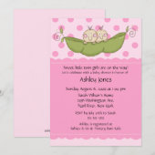 Pea Pod Twin Girls Baby Shower Invitations Kaart (Voorkant / Achterkant)