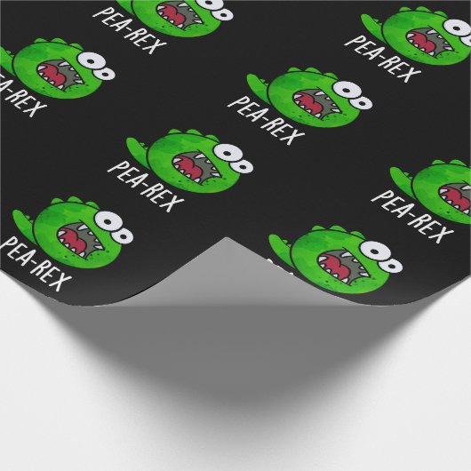 Pea Rex Funny Dinosaur Veggie TRex Pun Dark BG Cadeaupapier (Hoek)