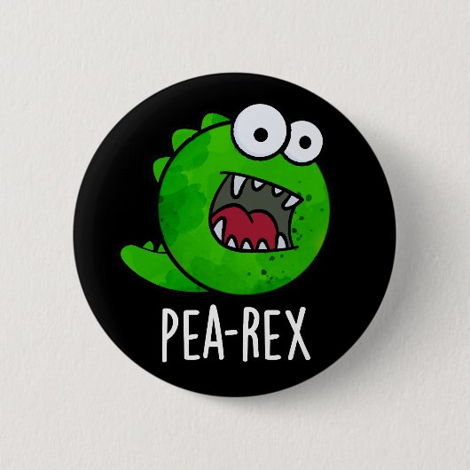 Pea Rex Funny Dinosaur Veggie TRex Pun Dark BG Ronde Button 5,7 Cm (Voorkant)