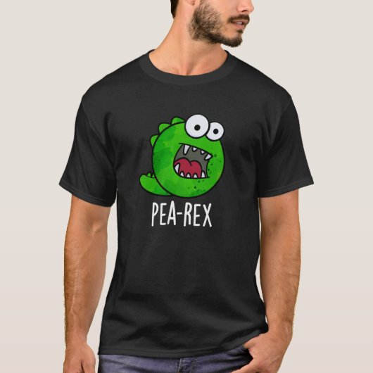 Pea Rex Funny Dinosaur Veggie TRex Pun Dark BG T-shirt (Voorkant)