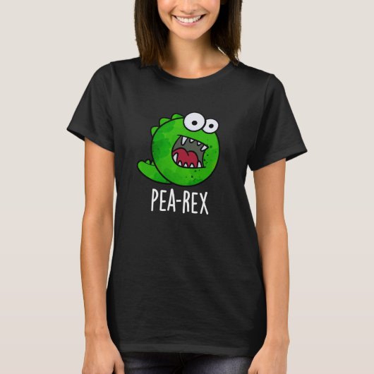 Pea Rex Funny Dinosaur Veggie TRex Pun Dark BG T-shirt (Voorkant)