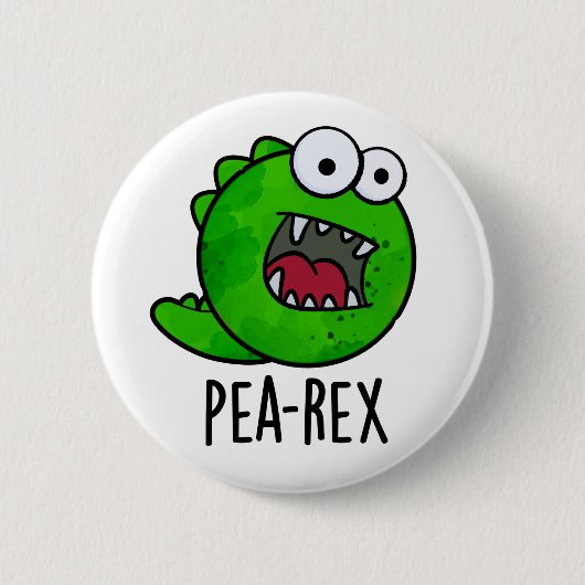 Pea Rex Funny Dinosaur Veggie TRex Pun Ronde Button 5,7 Cm (Voorkant)