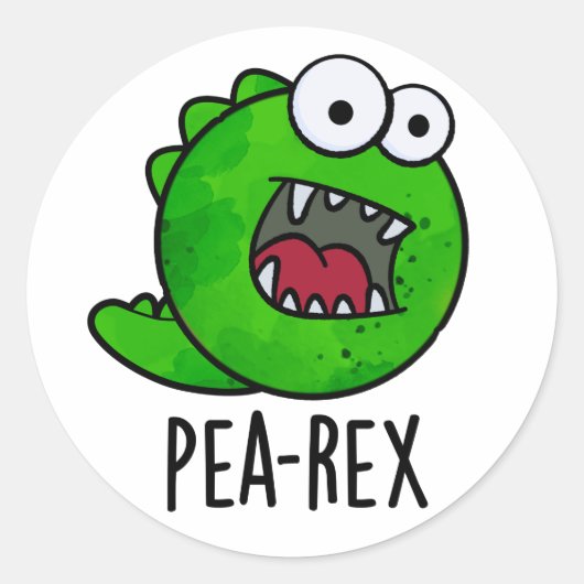 Pea Rex Funny Dinosaur Veggie TRex Pun Ronde Sticker (Voorkant)