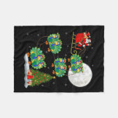 Pea Santa Sleigh Flying Funny Magical Christmas Fleece Deken (Voorkant (Horizontaal))