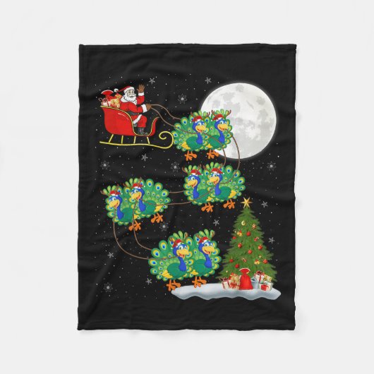 Pea Santa Sleigh Flying Funny Magical Christmas Fleece Deken (Voorkant)