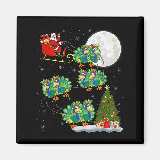 Pea Santa Sleigh Flying Funny Magical Christmas Magneet (Voorkant)