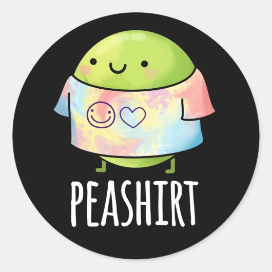 Pea Shirt Funny Veggie Pea TShirt Pun Dark BG Ronde Sticker (Voorkant)
