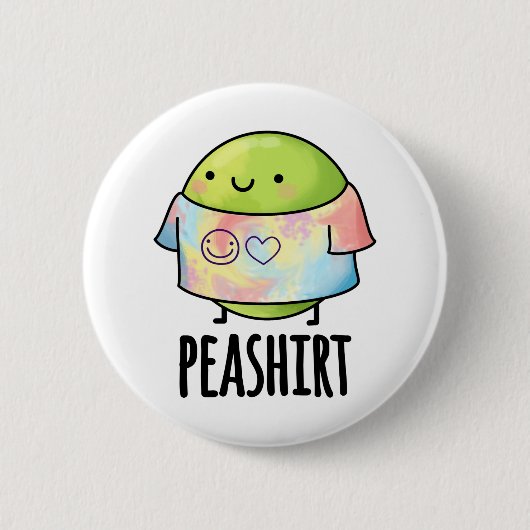Pea Shirt Funny Veggie Pea TShirt Pun Ronde Button 5,7 Cm (Voorkant)