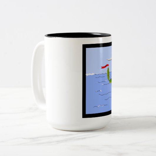 Pea Vyage II Tweekleurige Koffiemok (Voorkant links)