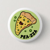 Pea-zza Schattigee Pizza Groentepun Button Pin (Voorkant)