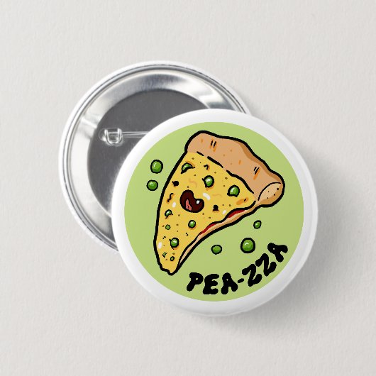 Pea-zza Schattigee Pizza Groentepun Button Pin (Voorkant /achterkant)