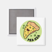 Pea-zza Schattigee Pizza Plantaardige Pun Magnet (Voorkant / Achterkant)