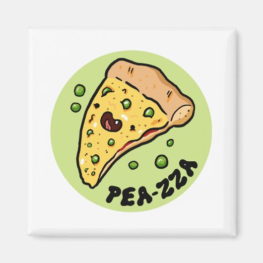 Pea-zza Schattigee Pizza Plantaardige Pun Magnet (Voorkant)