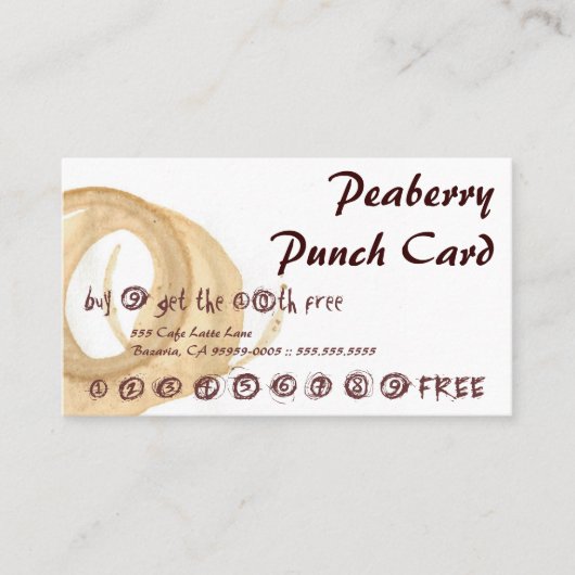 Peaberry Sined Mess Drink Punch Card Klantenkaartje (Voorkant)
