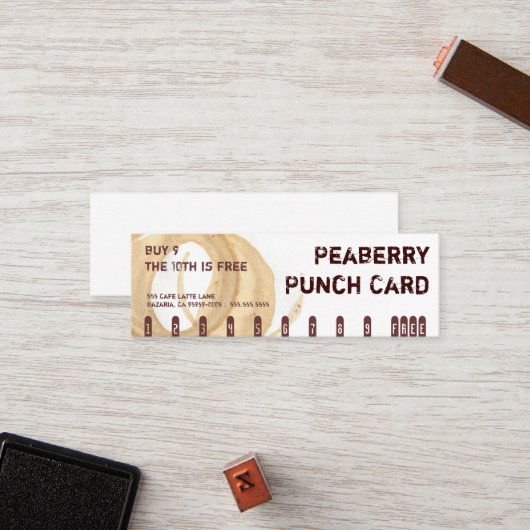 Peaberry Stain Coffee Drink Punch Card Klantenkaartje (Voorkant / Achterkant in situ)