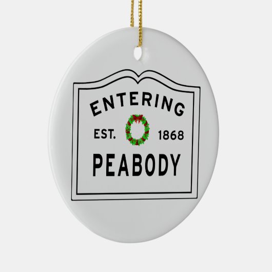 Peabody, MA Holiday Wreath Ceramic Ornament (Rechts)