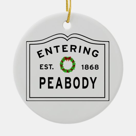Peabody, MA Holiday Wreath Ceramic Ornament (Voorkant)