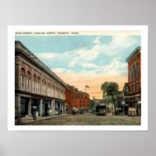 Peabody MA, Main St 1924 Vintage Geïnspireerd Poster