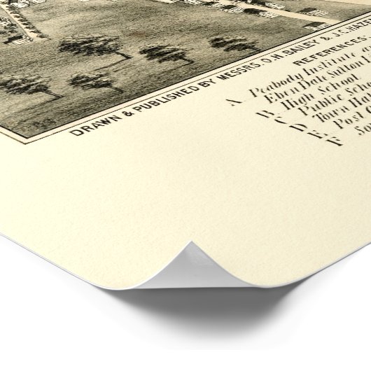 Peabody, MA Panoramic Map - 1877 Poster (Hoek)