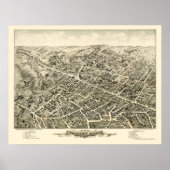 Peabody, MA Panoramic Map - 1877 Poster (Voorkant)