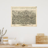 Peabody Massachusetts 1877 Antiek Panoramische Kaa Poster (Keuken)