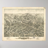 Peabody Massachusetts 1877 Antiek Panoramische Kaa Poster (Voorkant)