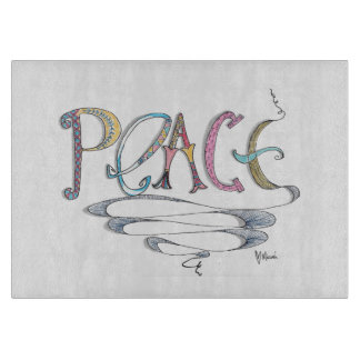Peace 11,5 x 8 deco Glass Cutting Board Snijplank