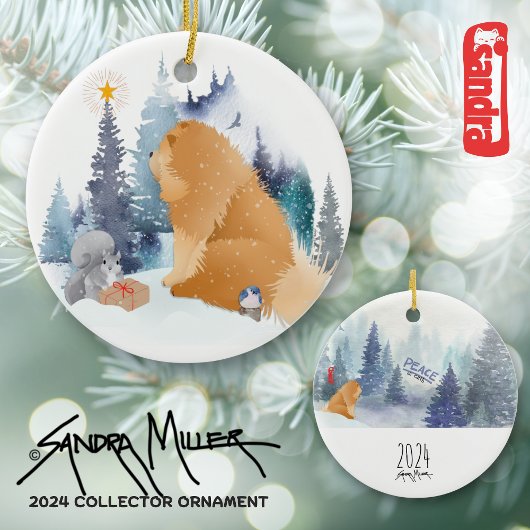 PEACE 2024 Chow Collector ornament-Sandra Miller Keramisch Ornament