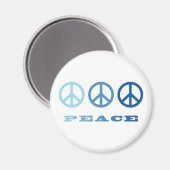 Peace 3-symbolen (blauw) magneet (Voorkant / Achterkant)