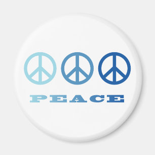 Peace 3-symbolen (blauw) magneet