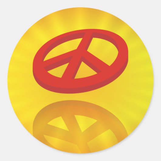 Peace 3D / reflexen | gele radiaal Ronde Sticker (Voorkant)