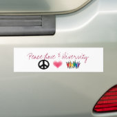 peace_4, hart, diversiteit, vredesliefde en divers bumpersticker (Op auto)