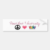 peace_4, hart, diversiteit, vredesliefde en divers bumpersticker (Voorkant)