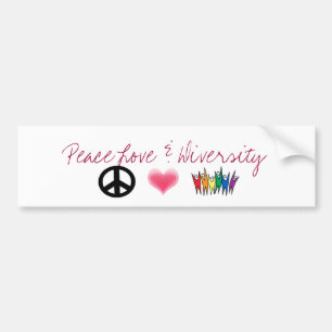 peace_4, hart, diversiteit, vredesliefde en divers bumpersticker