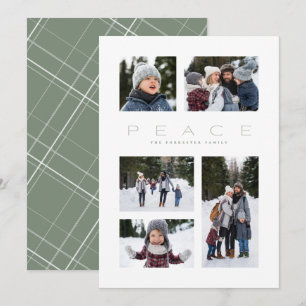 Peace 5-fotocollage, eenvoudig groen kerstfeest feestdagenkaart