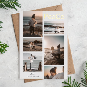 PeaCe 6 Foto Collage Kerstmis Gold Folie Feestdagenkaart