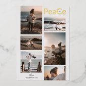 PeaCe 6 Foto Collage Kerstmis Goud Folie Feestdagenkaart (Voorkant)