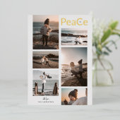 PeaCe 6 Foto Collage Kerstmis Goud Folie Feestdagenkaart (Staand Voorkant)
