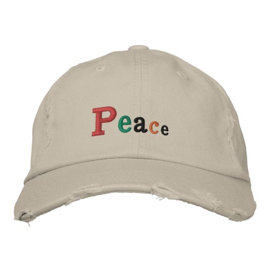 "Peace" Adjustable Cap Embroidered Hat Geborduurde Pet (Voorkant)