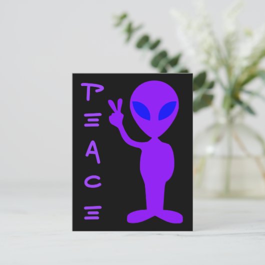 Peace Alien Briefkaart (Staand voorkant)