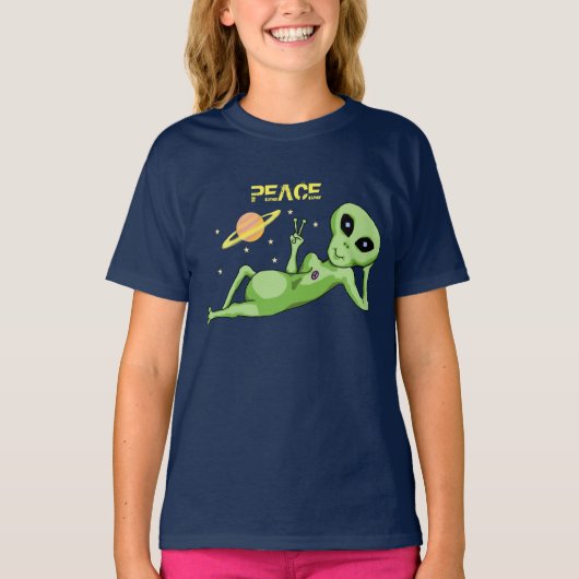 Peace Alien Girls Fine Jersey T-Shirt (Voorkant)