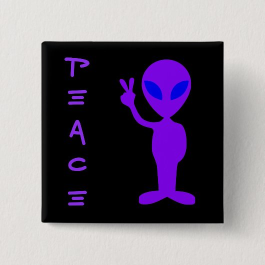 Peace Alien Vierkante Button 5,1 Cm (Voorkant)