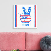 Peace American Flag Pattern Canvas Afdruk (Insitu (Woonkamer))